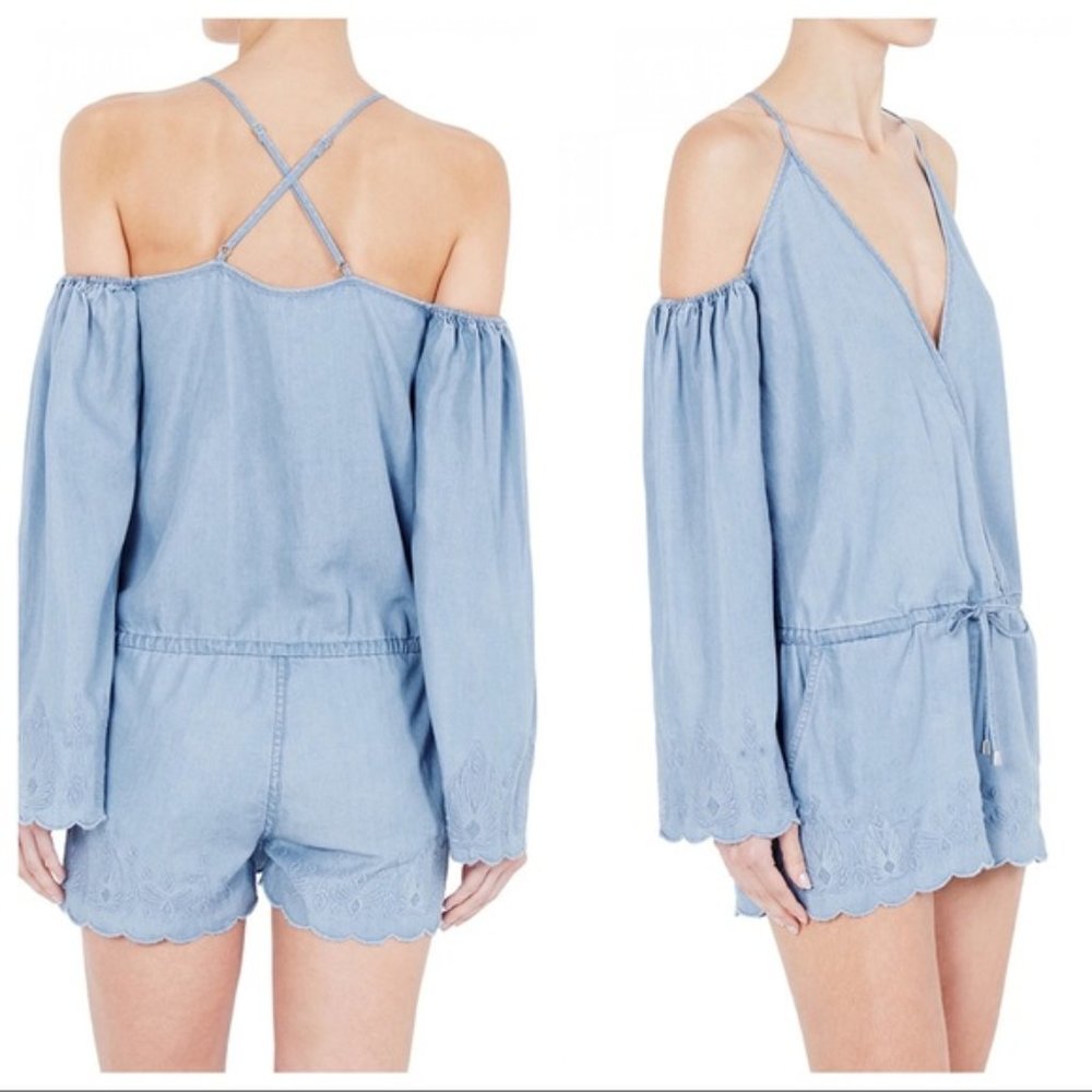 sass & bide Blue Laugh Loud Embroidered Romper
